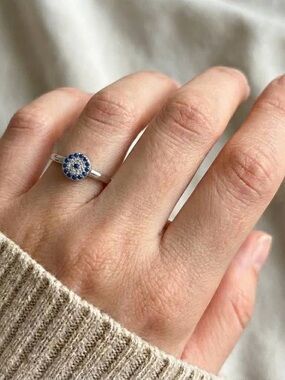 Sterling Silver 925 Blue and White Pave Ring 💙🤍